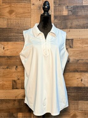 Jofit Women's White Sleeveless Golf Polo Shirt Top Blouse XXL 2XL